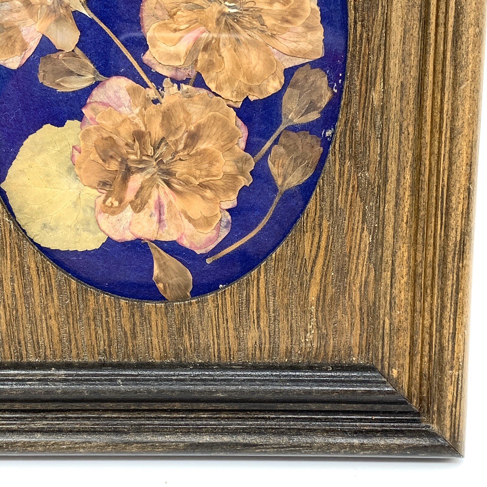 Vtg Handmade Dried Flower Pressed Flower Art Wall Hanging Reclaimed Wood