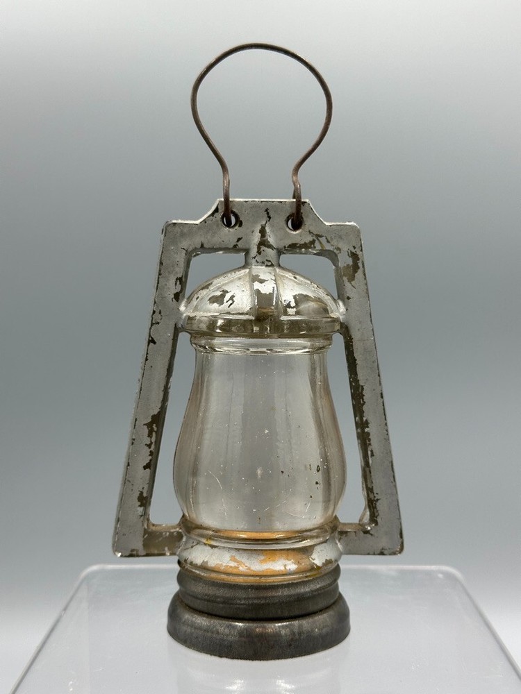 c. 1910 Barn Type 1 LANTERN Glass with Silver Paint CANDY CONTAINER A&E 426