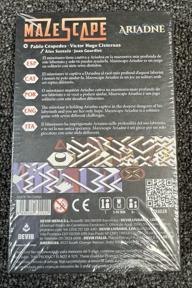 DEVIR GAMES MAZESCAPE ARIADNE NEW SEALED