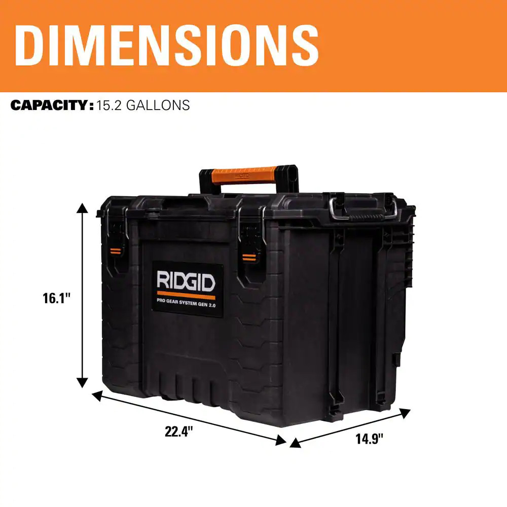 Pro Gear System Gen 2.0 Durable XL 22 In. Stackable Tool Box for Storage and Tra