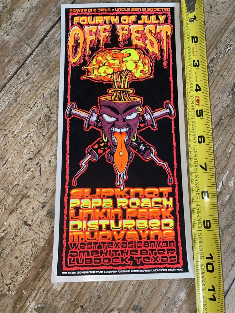 SLIPKNOT MUDVAYNE LINKIN PARK GIG HANDBILL SILKSCREEN mini Size 5x11