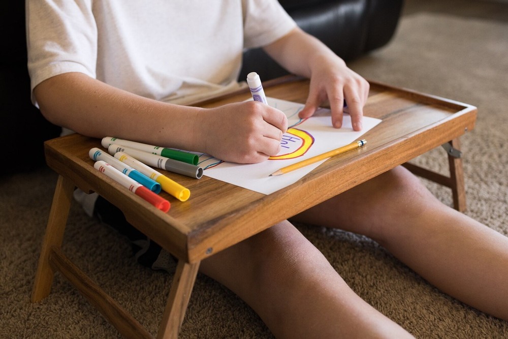 Acacia Wood Rectangular Bed Tray with Stand Serve Breakfast Everyday Display