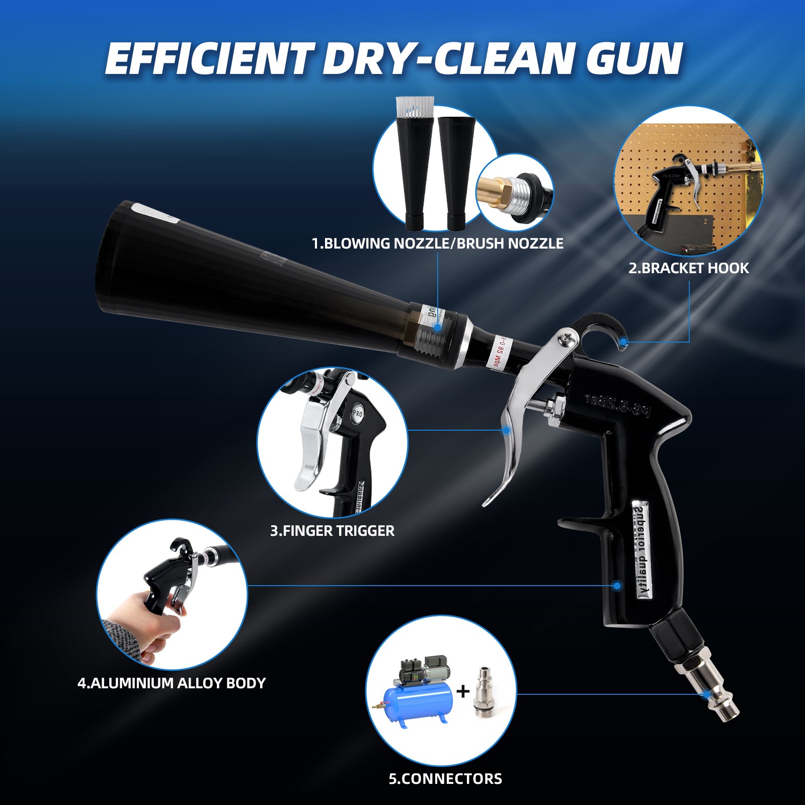 Tornado Car Cleaning Gun Vortex Air Blow Quickly Remove Gun Surface Dirt & Dust