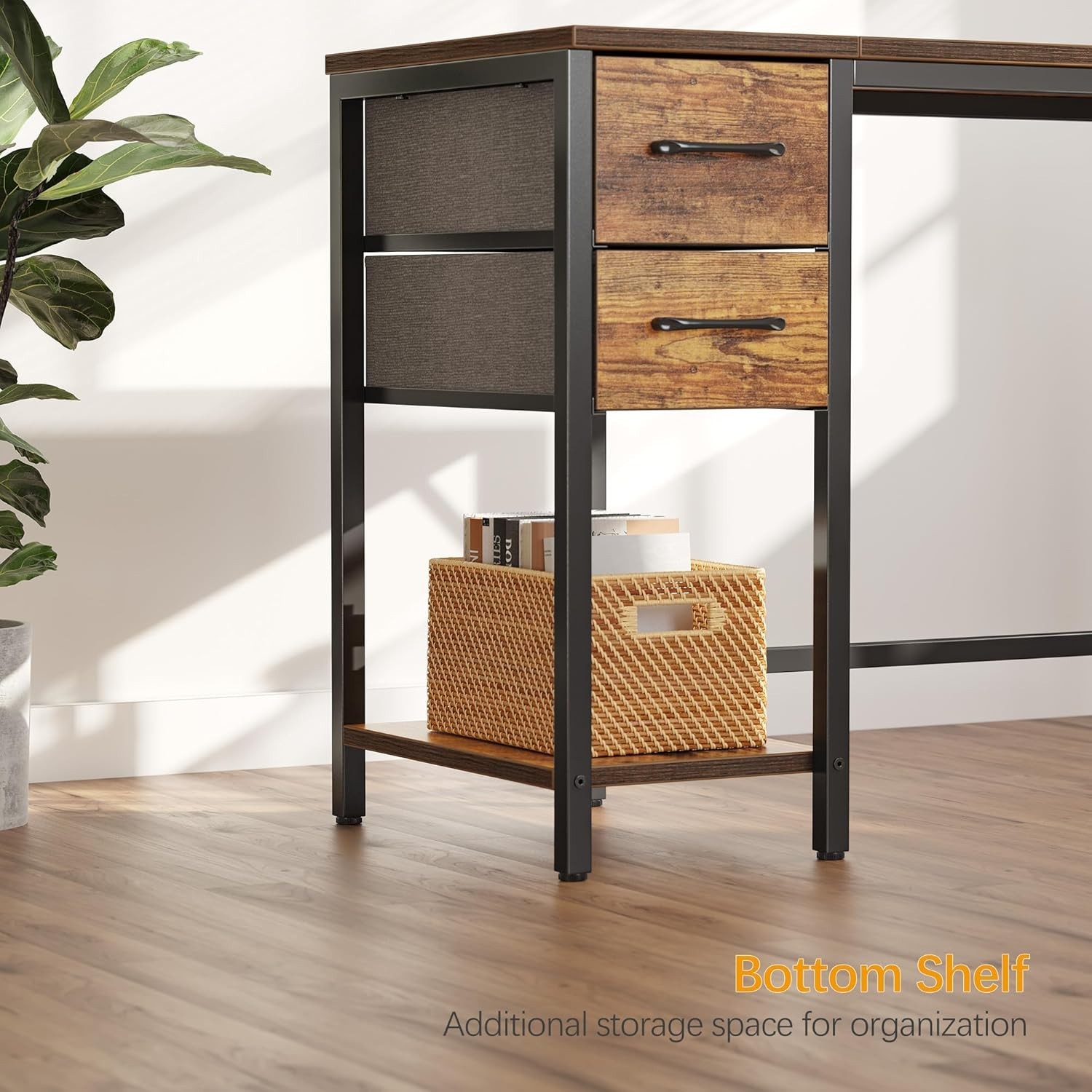 40 Inch Small Desk with 2 Drawers: Writing & Study Table for Home Office