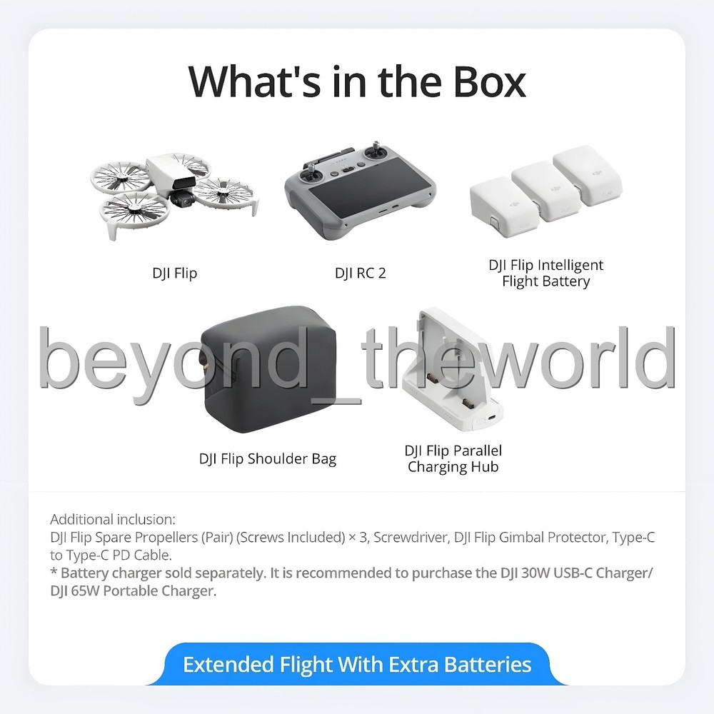 DJI Flip Fly More Combo Camera Drone (3 Bastteries) + RC 2 Remote Controller