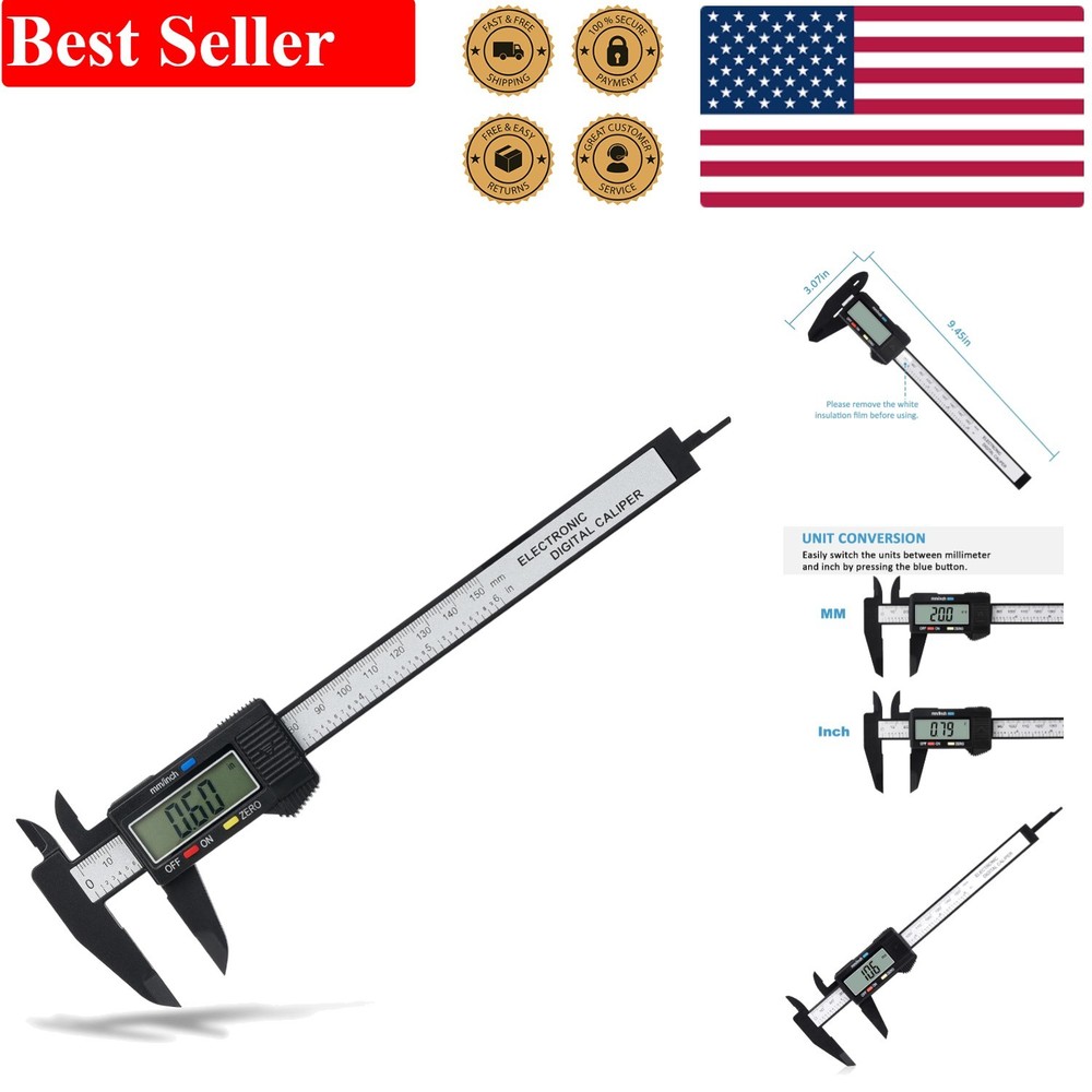 Precision Digital Caliper - 0-6" Measuring Tool with Large LCD & Auto-Off