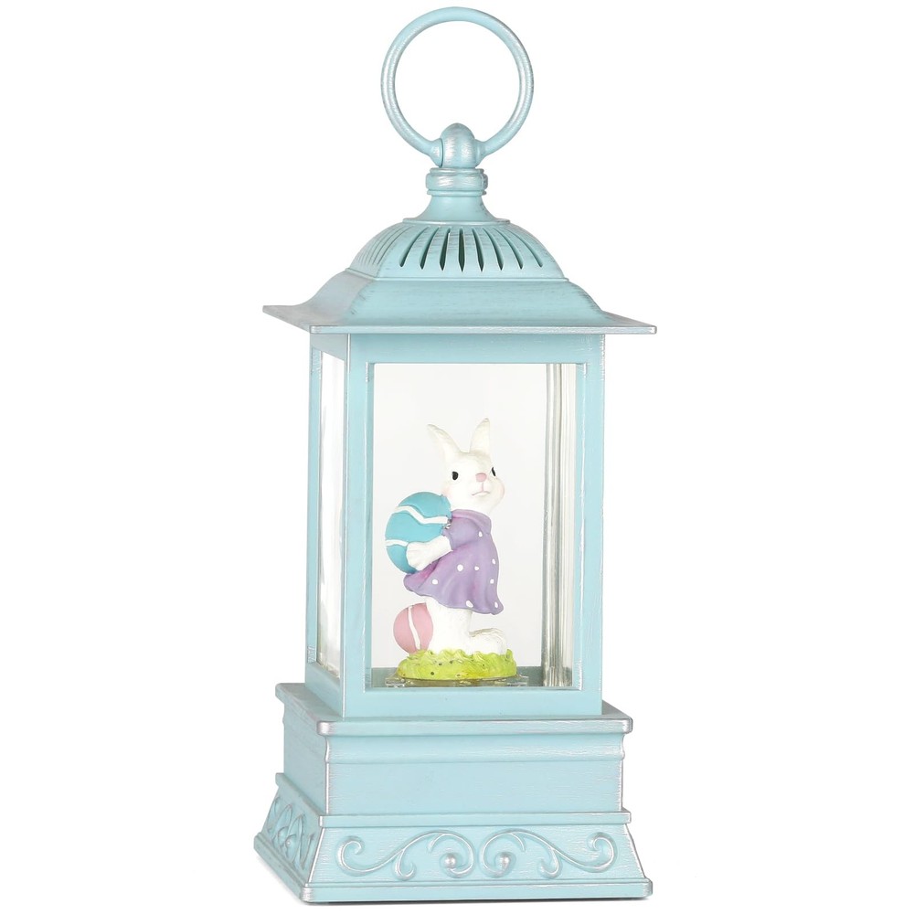 Easter Snow Globe, Easter Decorations for The Home, Lighted Glitter Bunny Sno...
