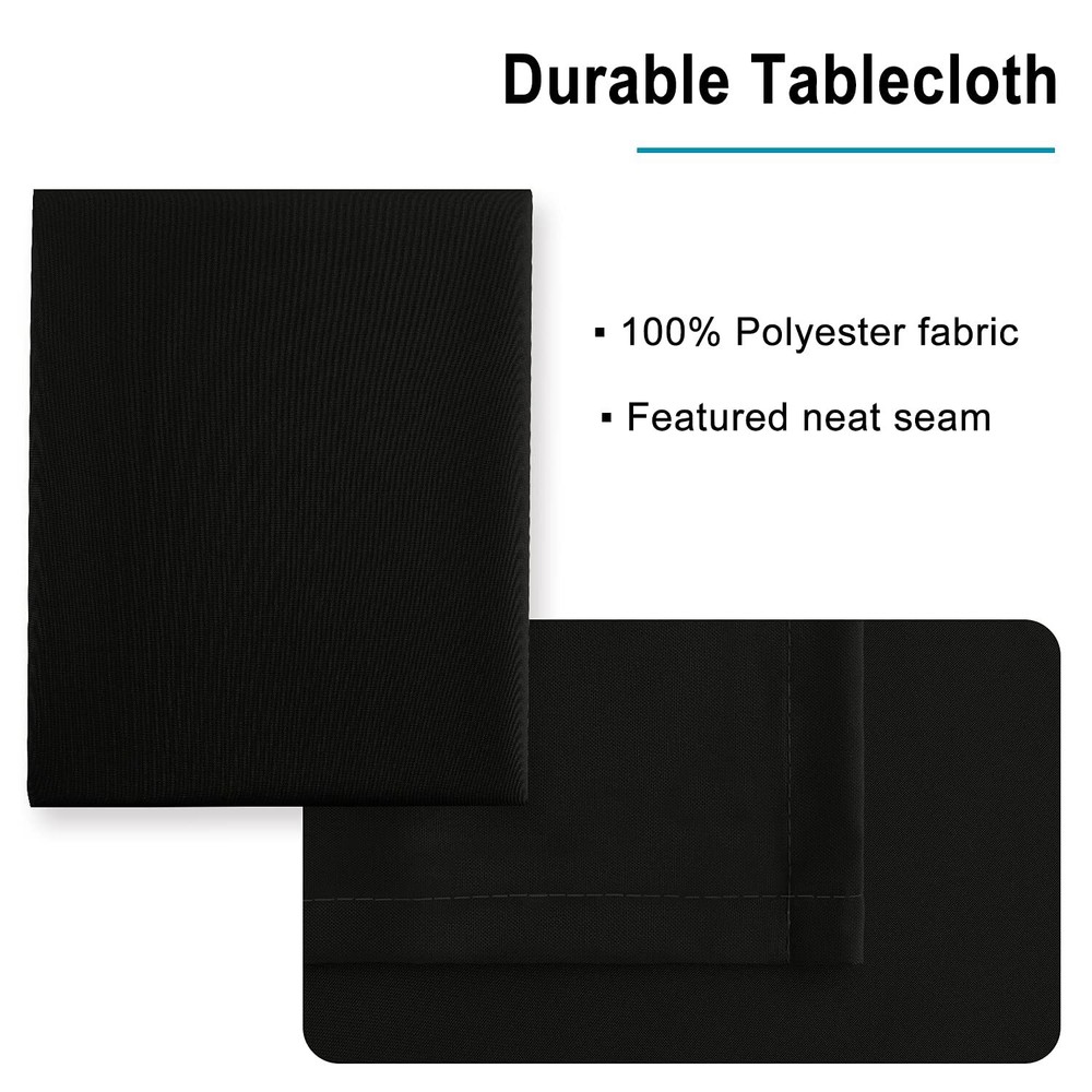 Black Square Tablecloth - Waterproof and Spillproof Washable Fabric Table Clo...