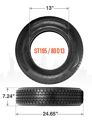 Set 2 Premium ST185/80D13 Trailer Tires 185 80 13 Heavy Duty 6Ply Load Range C