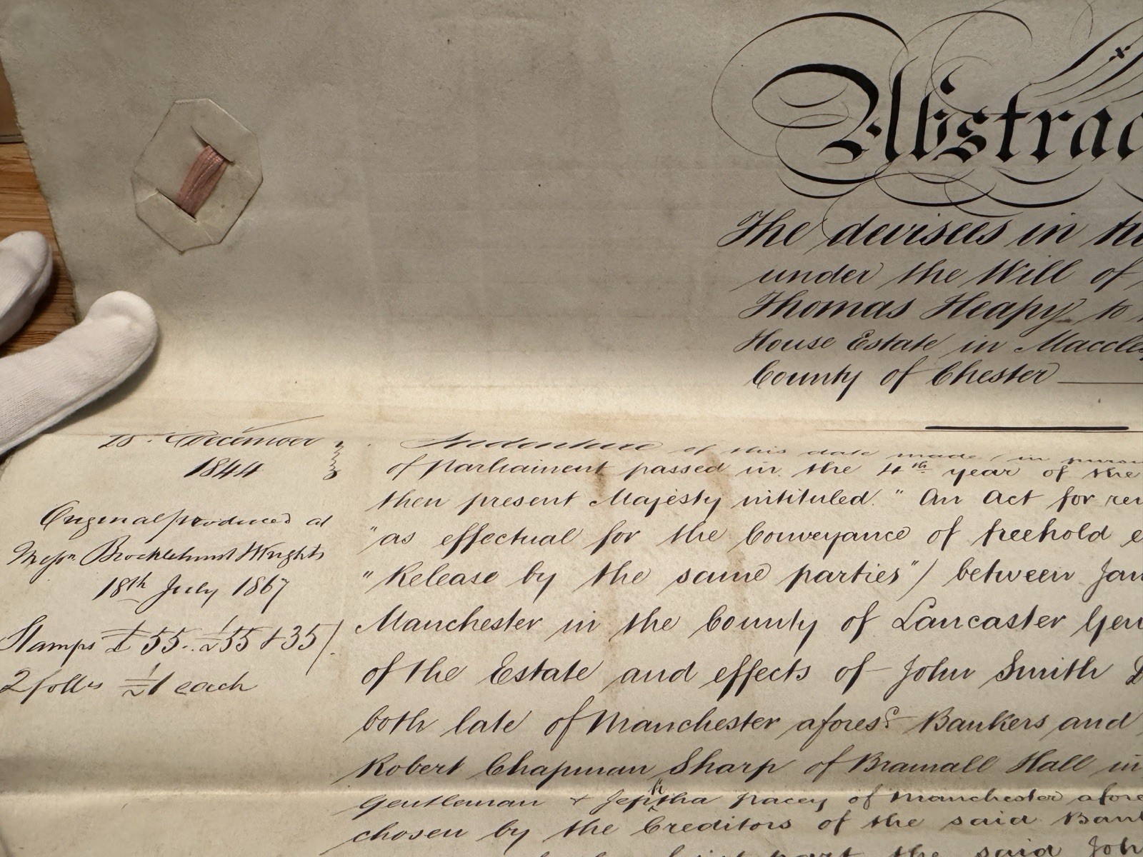 1867 Rare MASSIVE Vellum Abstract of Title Macclesfield Cheshire Manuscript 46pg