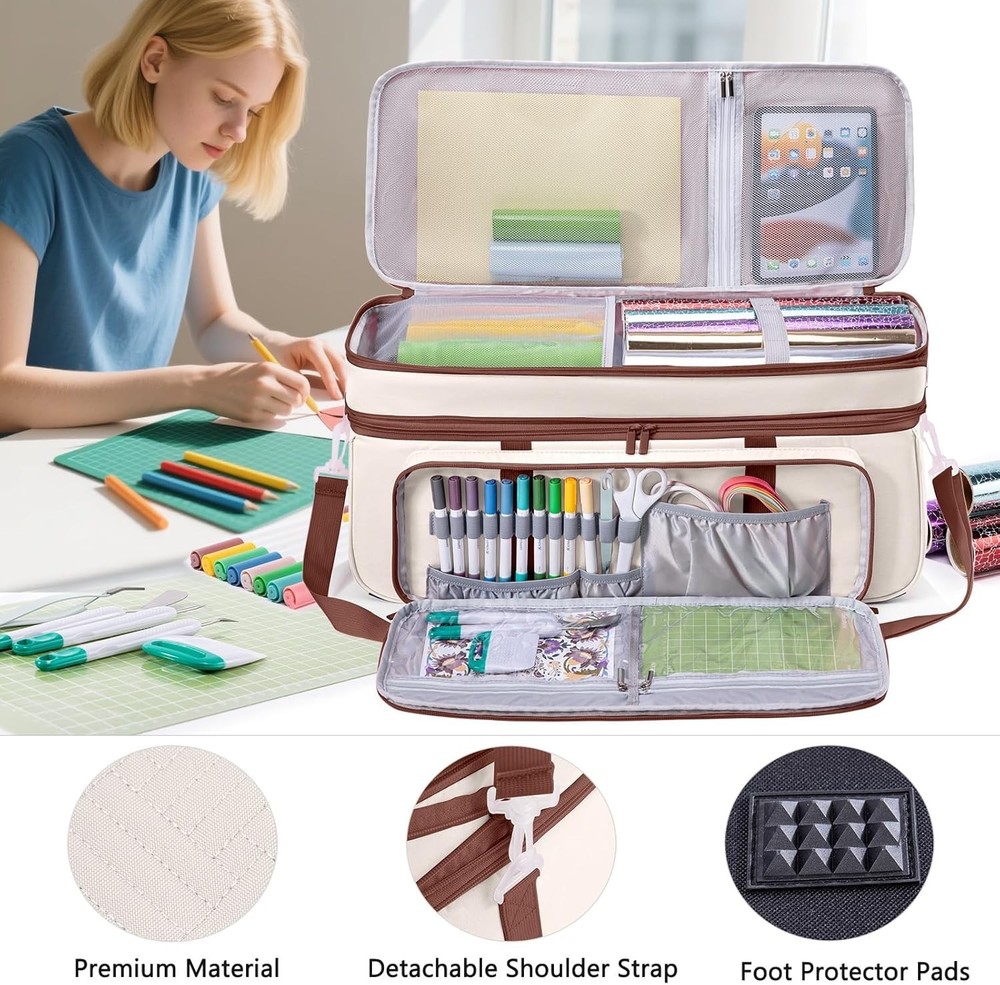 Double-Layer Carrying Case Compatible with Cricut Maker 4, Explore 4 Storage Bag