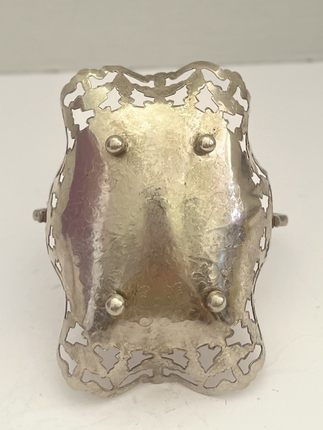 Vintage Sheffield Silver Plated Etched Footed Bon Bon Basket w/Handle SALE!