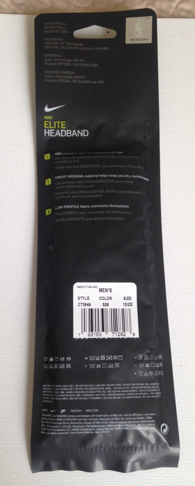 Nike Basketball NBA Purple Headband Elite Headbands CT3649-528