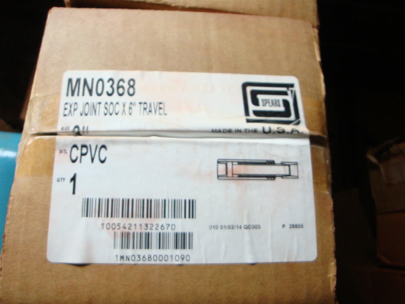 SPEARS SCH 80 3"x 6" CPVC Expansion Joint 826-030X6C (NEW in BOX) MN0368