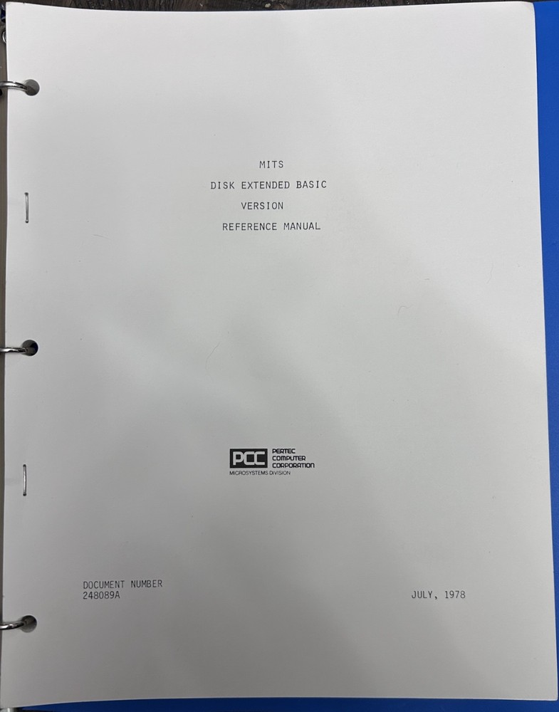 MITS Disk Extended Basic Reference Manual c. 1978
