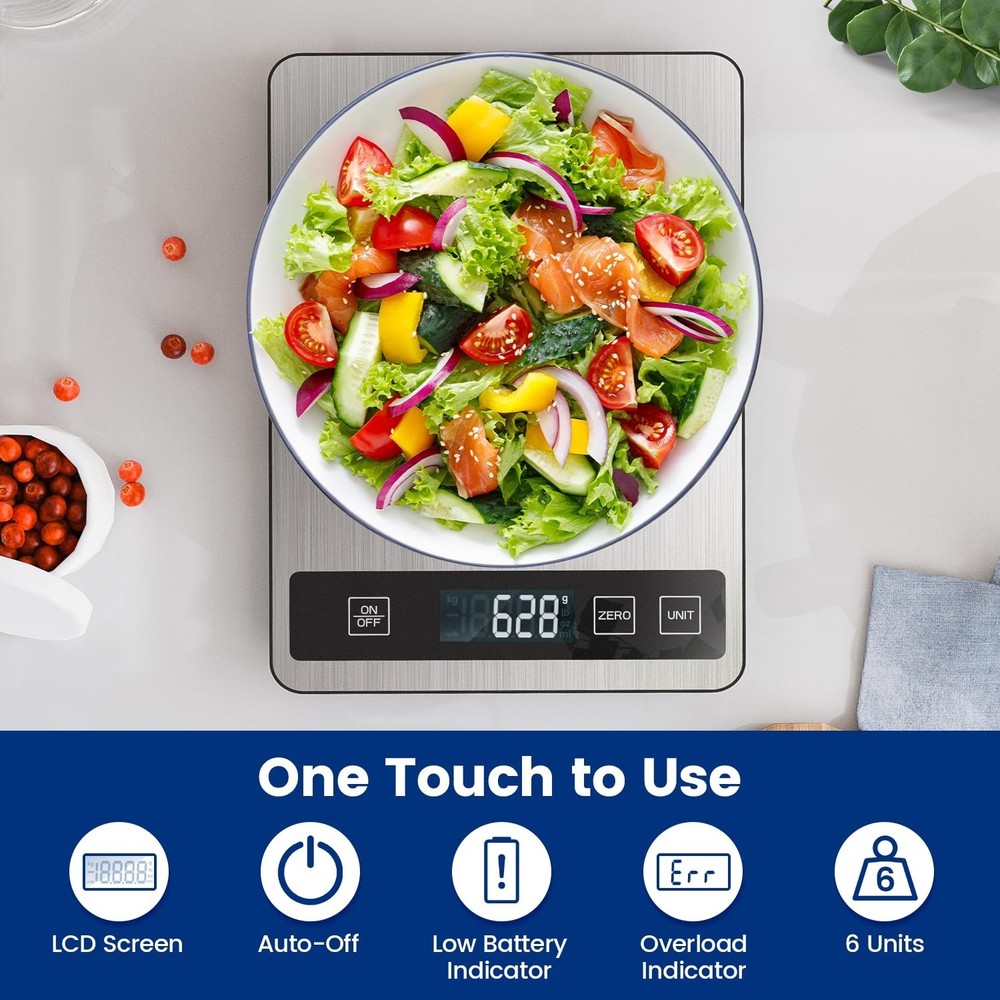 33 lb USB Rechargeable Digital Kitchen Scale - Precision Baking & Cooking Tool