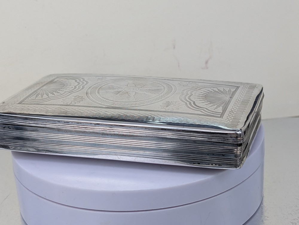 1867 Dutch large Solid Silver patterned Case by Voorschoten 13cms by 7.5 cms