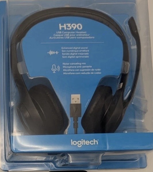 Logitech H390 USB Computer Headset Noise Canceling Mic New