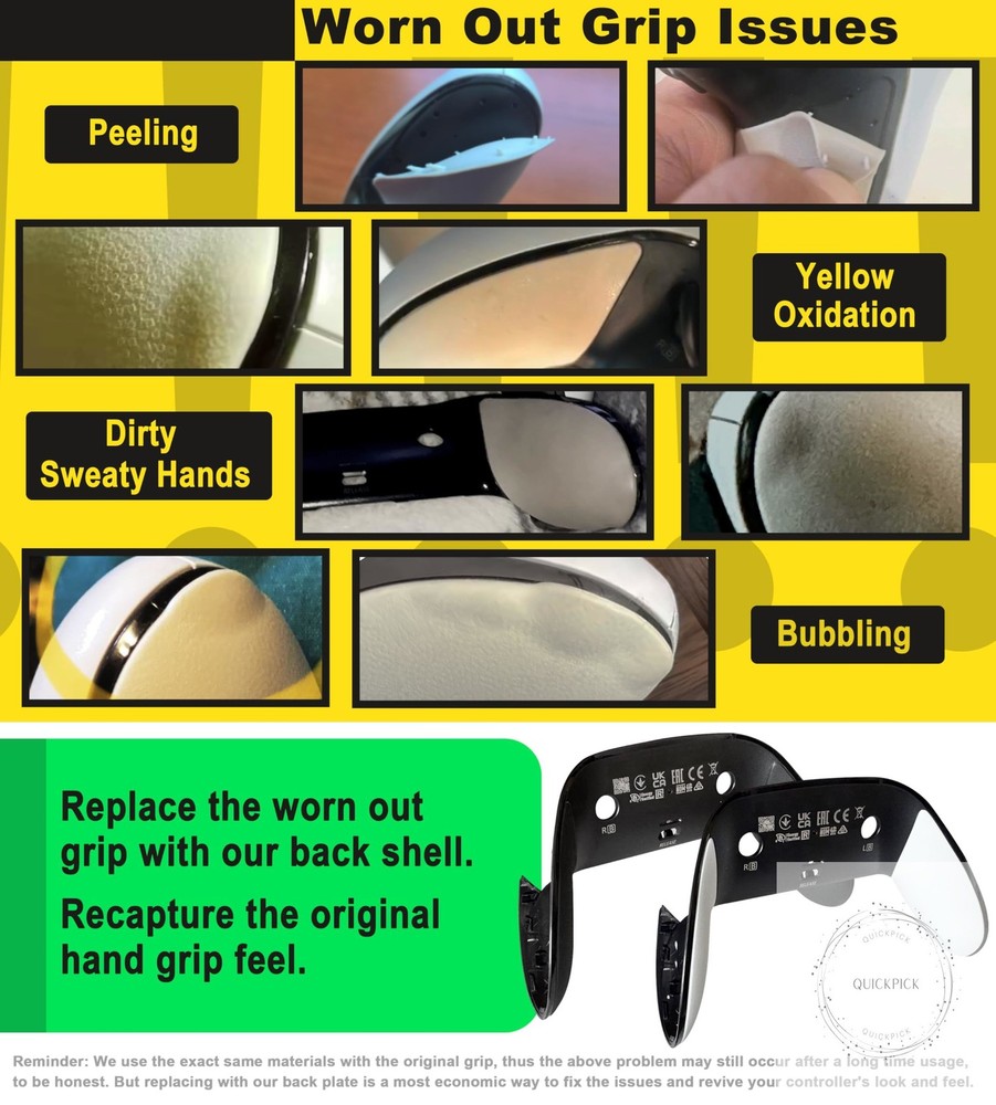 Repair Back Cover for PS5 DualSense Edge Controller, Replacement Shell with Soft