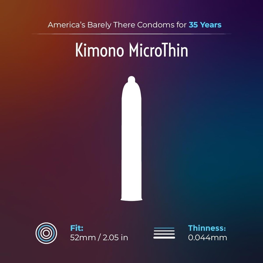 Kimono MicroThin Ultra-Thin Lubricated Latex Condoms – Extra Sensitive, 24 Pack