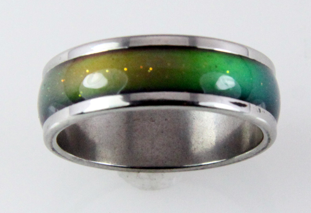 8mm Solid Heavy Stainless Steel Mood Ring Hypersensitive Color 70's Look Nice