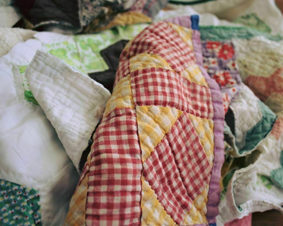Vintage Handmade Patchwork Cutter Quilt Remnants Grab Bag One Half Pound