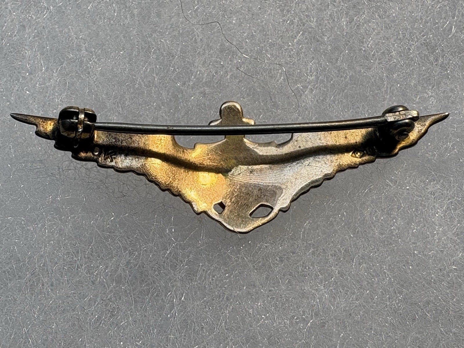 WWII / Prewar USN USMC 10k Solid Gold Aviator Pilot Wing ~ Sweetheart / Cap Size