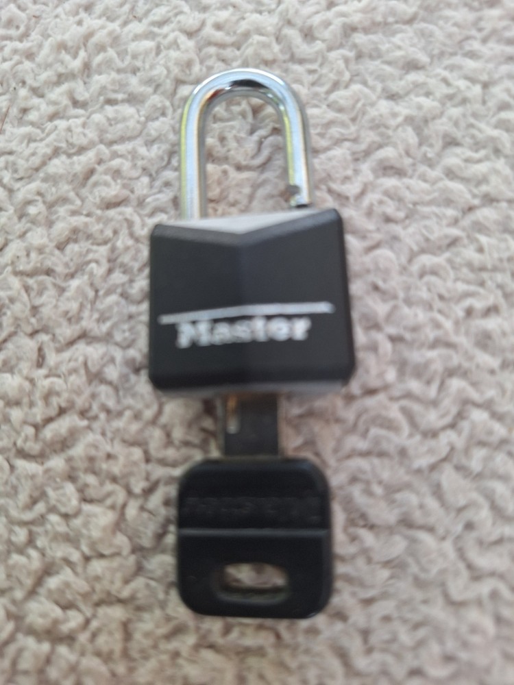 Master Lock Black Covered Solid Body Padlock, 1-1/2" Shackle, 1-9/16"