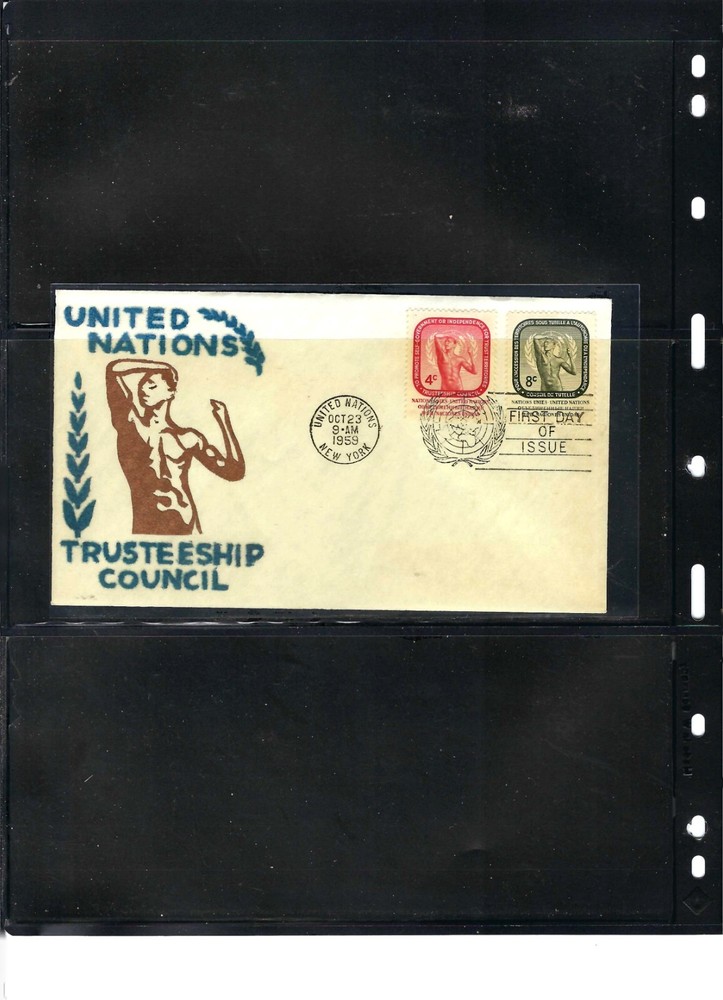 1959 TRUSTEESHIP COUNCIL FDC (Scott# 73/74) - VELVATONE Cachet (918)