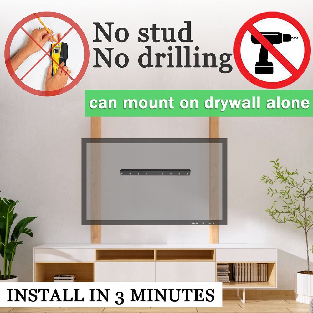 Studless TV Wall Mount 32-75" Drywall Bracket, 150 lbs, No Drill, Easy Install