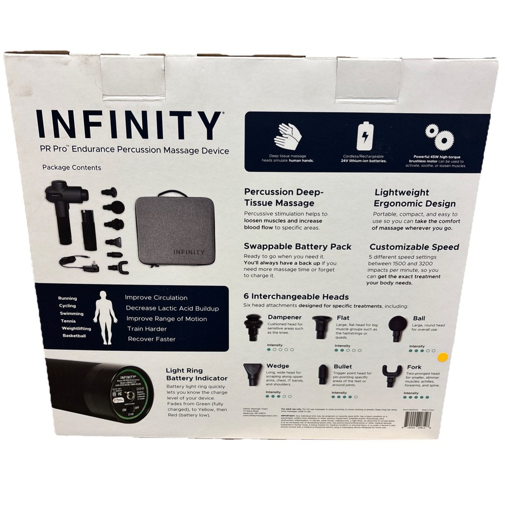 NIB Infinity PR Pro Endurance Percussion Massage Device (Black)