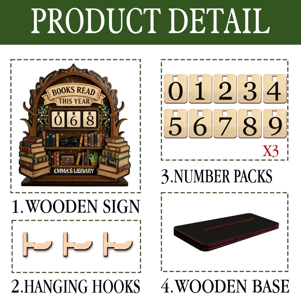 Personalized Reading Tracker Wooden Book Tracker Books Read Counter Custom