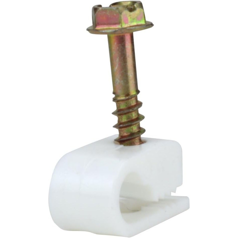 Flexible Single Cable Screw Clips - 100 Pack - White