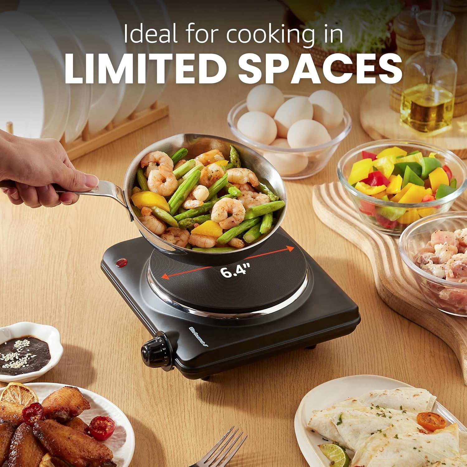 Gourmet Electric Hot Plate 1000W Single Burner Cast Iron Black