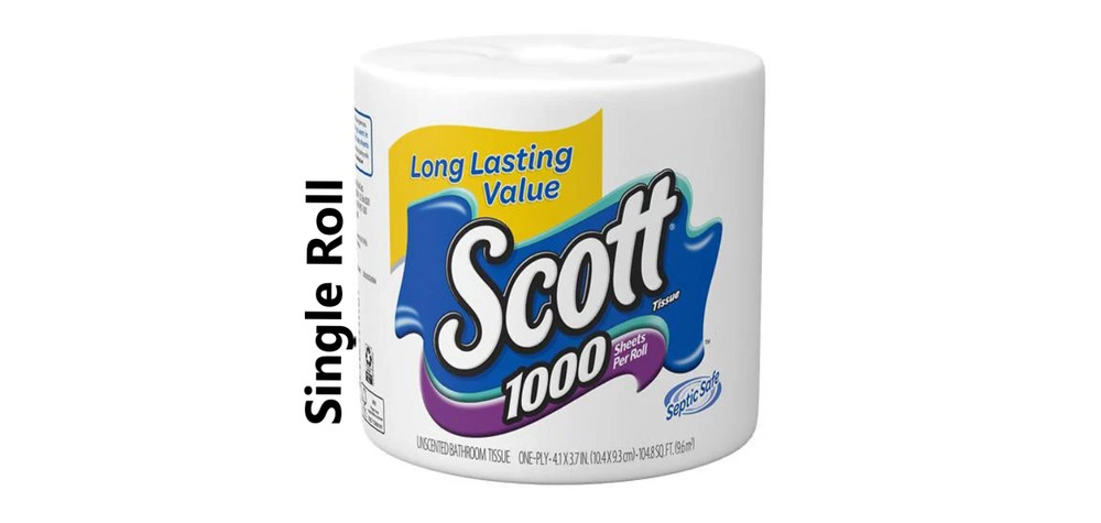Scott 1000 Sheets per Roll Toilet Paper single roll