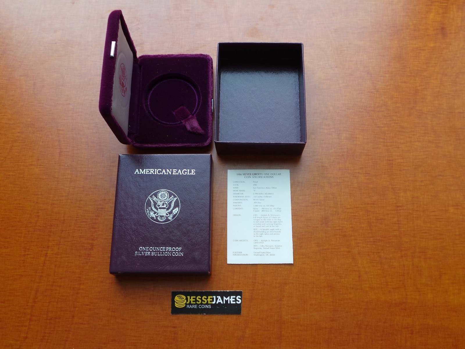 NO COIN: 1986 S PROOF SILVER EAGLE BOX/COA OGP ONLY BUY 2 GET 3RD FREE!