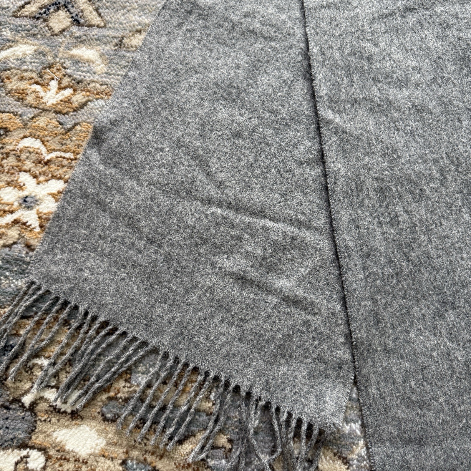 Vintage Lirard 100% Camel Hair Scarf Gray Made In Germany Minimal 50” Length 80s