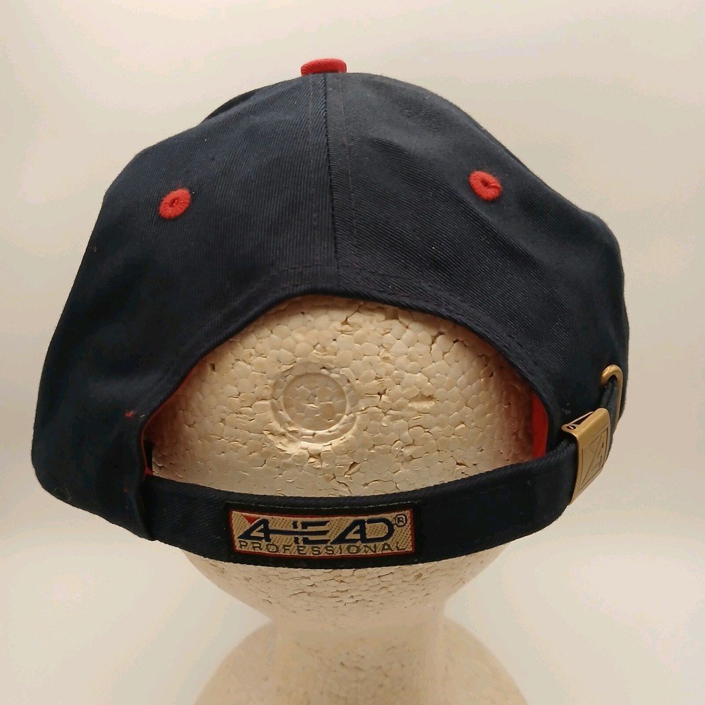 Dancing Rabbit Golf Club Hat Cap Ahead Strapback Navy Blue White Red Script Flag