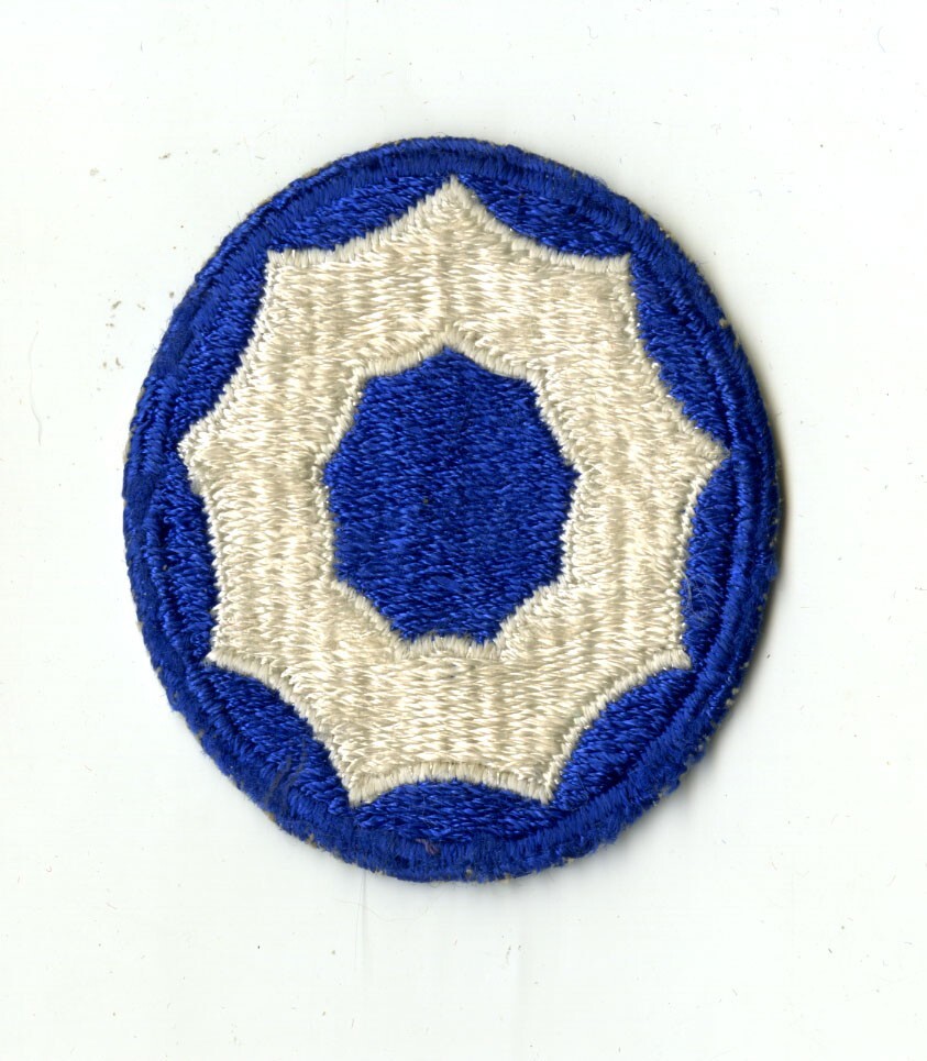 9th Service Command White Back Patch WWII Vintage Pacific Coast California