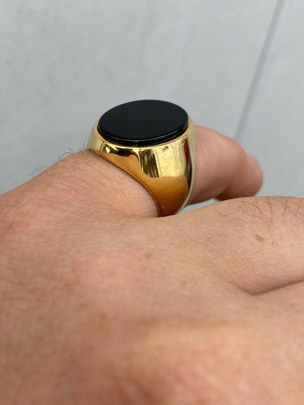 Men's 14k Gold Plated Solid 925 Sterling Silver Black Onyx Signet Ring Size 7-13