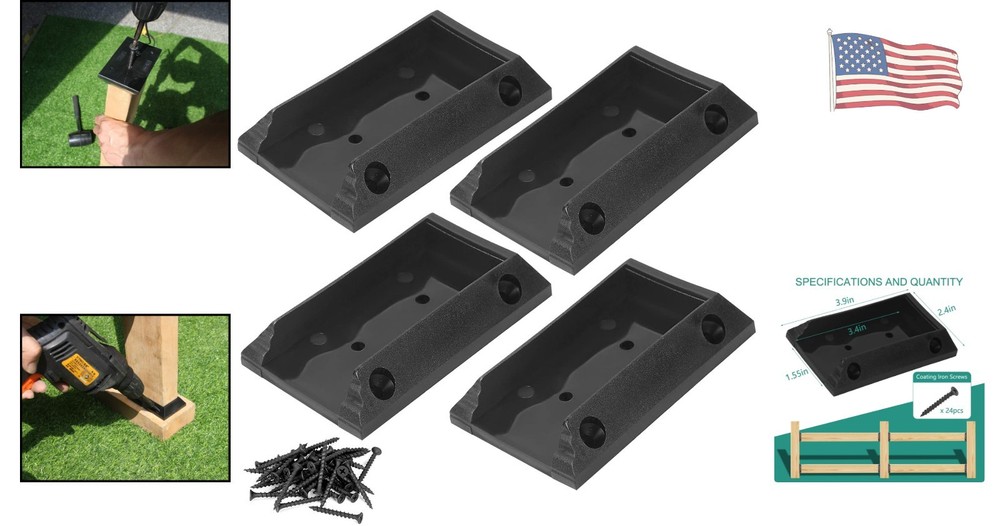 Corrosion-Resistant Nylon Deck Railing Brackets - 4-Piece Set for Secure Support