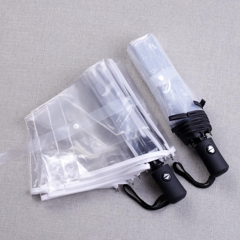 automatic , outdoor triple fold rainproof visual transparent umbrella