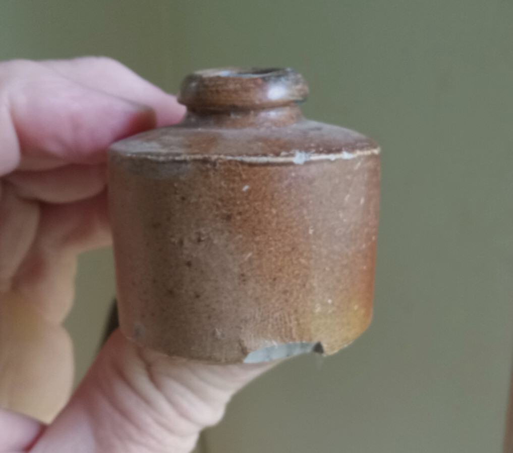 1860s BROWN LARGER STONEWARE INK BOTTLE DUG IN CIVIL WAR ERA ST.LOUIS PRIVY
