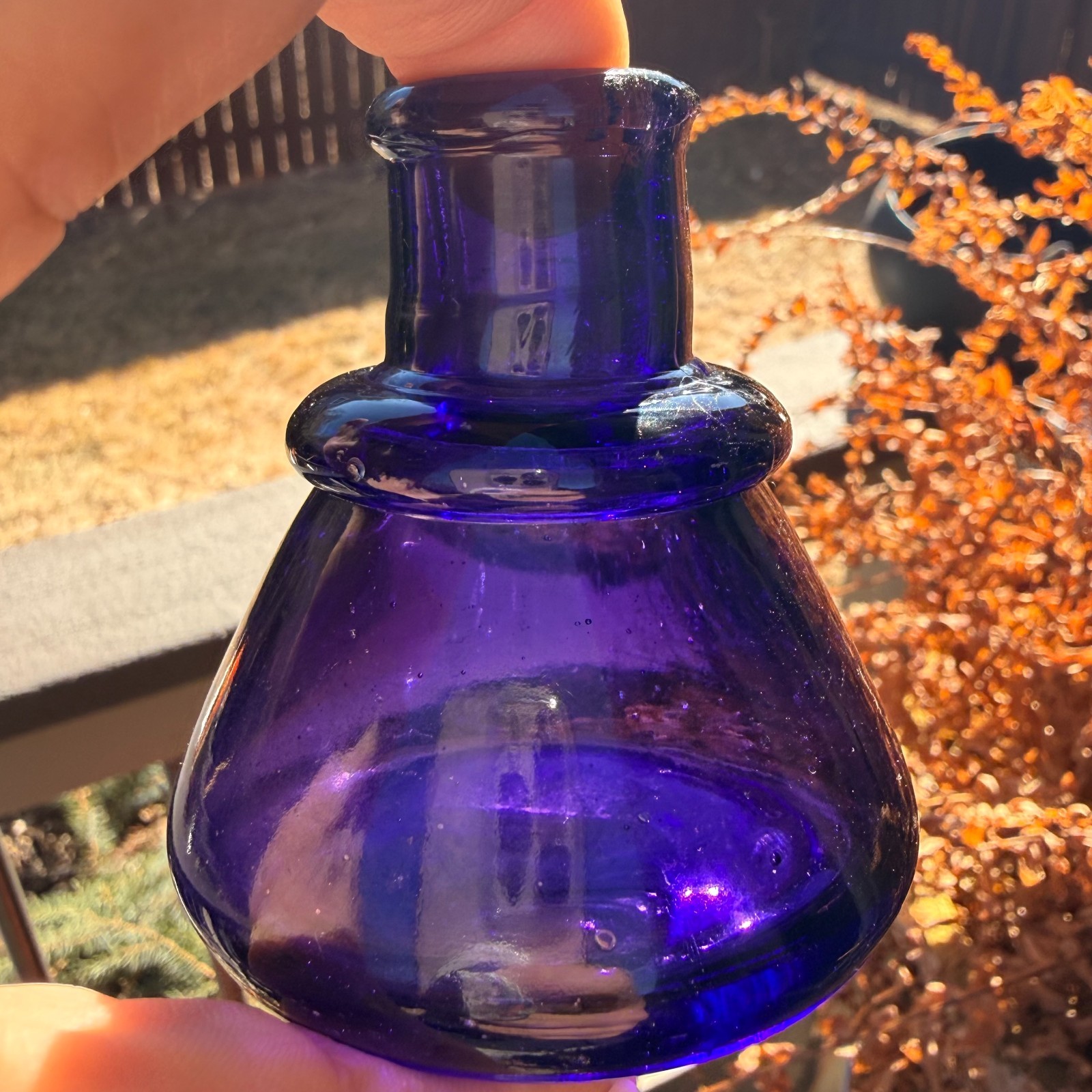 Antique Purple Amethyst Color Cone Shaped Ink Well Hand Blown 1890s