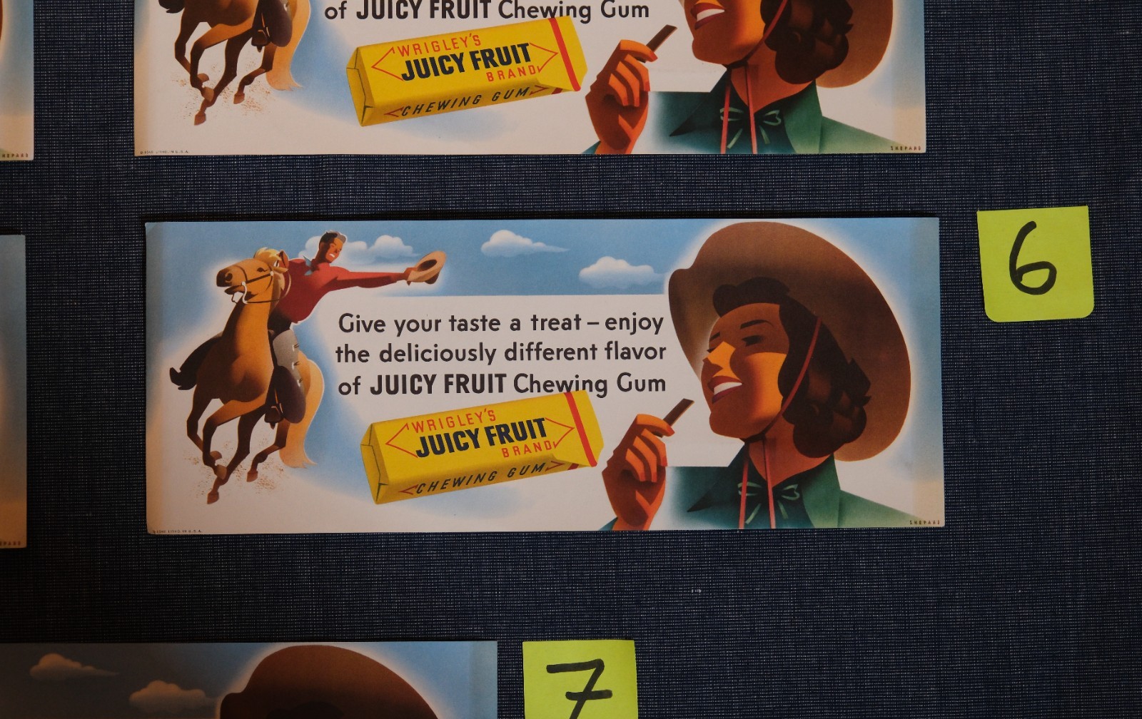 Vtg 1940's Otis Shepard Western Wrigley's Juicy Fruit Gum Lithograph Sign B-1048