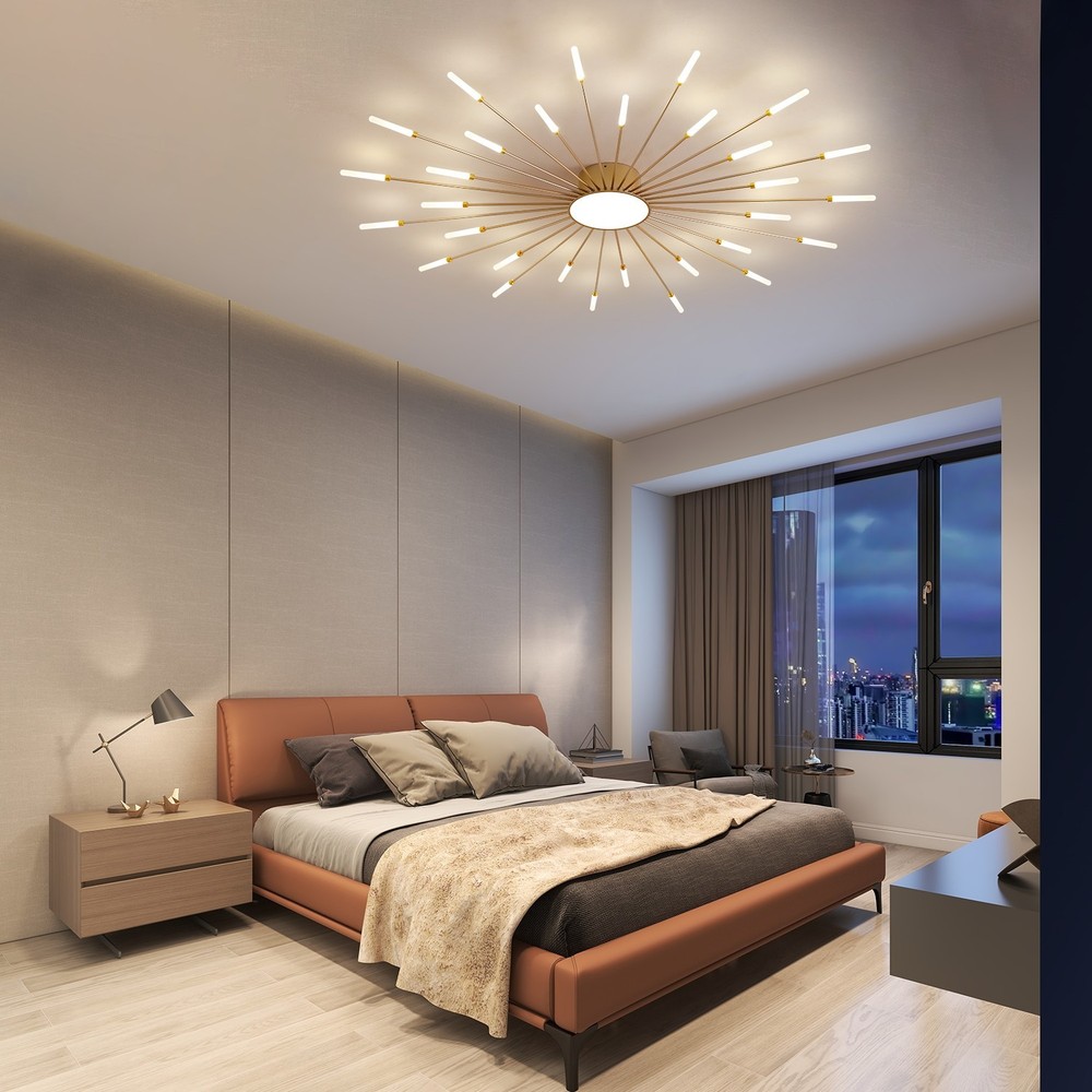 Gold Firework LED Ceiling Light 30+1, Smart Dimmable w/ APP & Remote