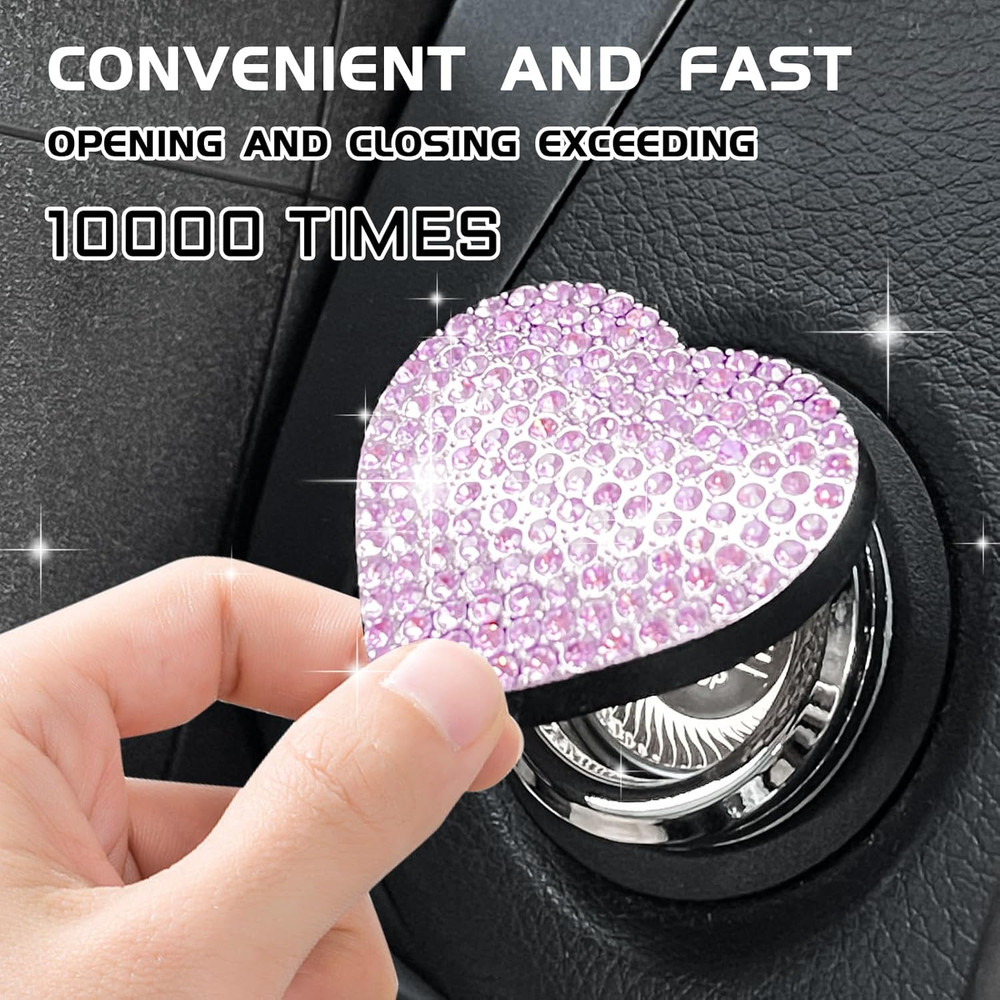 Heart Shape Car Engine Start Button Cover, Sparkly Rhinestone Ignition Button De