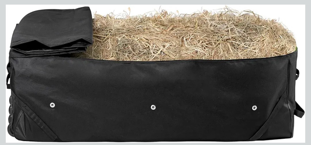 2 Pack Waterproof Rolling Hay Bale Bag, 4 Heavy Duty Wheels 46” x 23” x 16”