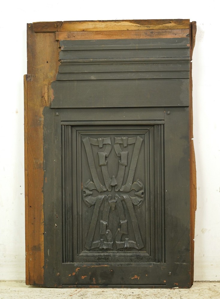 Reclaimed Carved Victorian Black Wood Panel