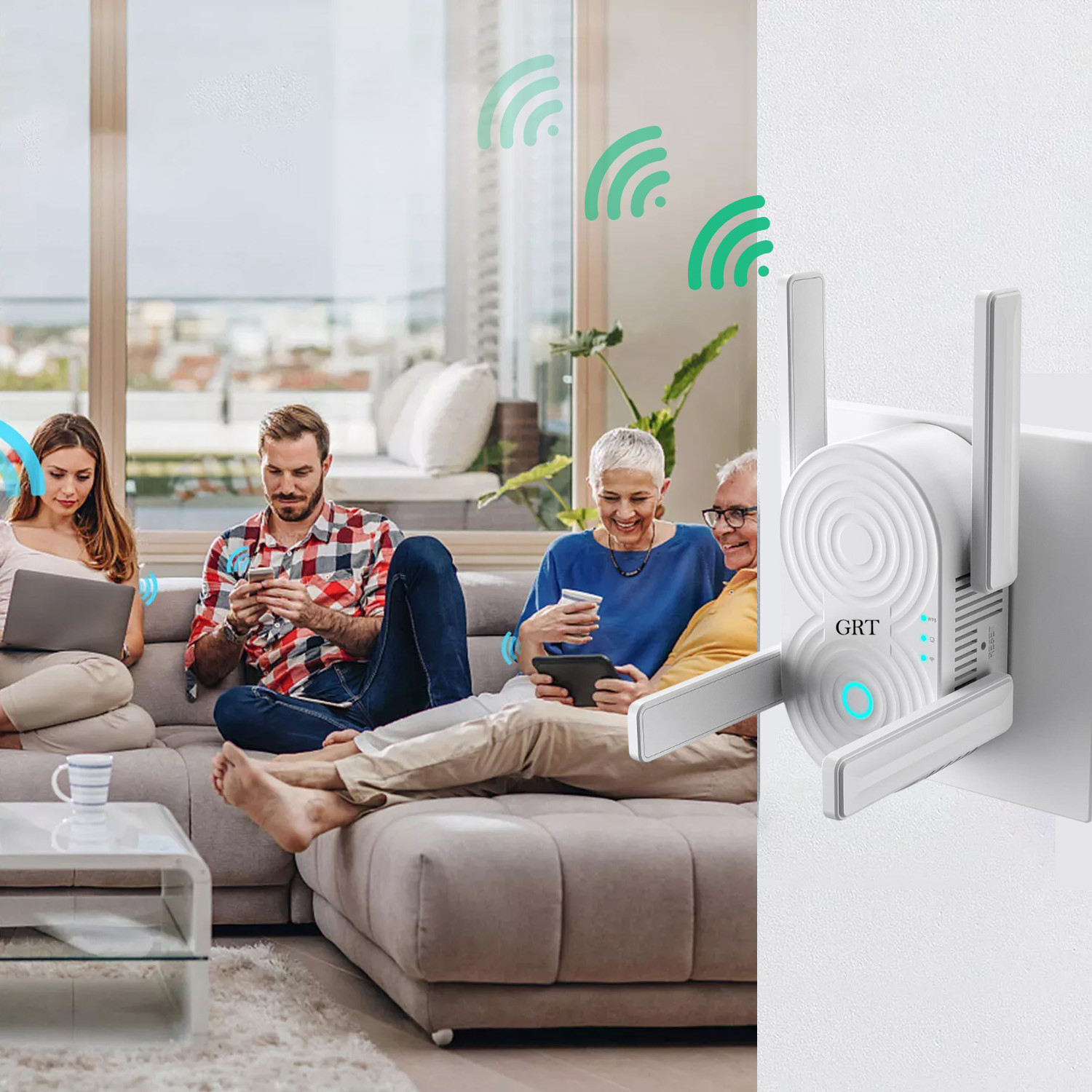 1200Mbps WiFi Extender Long Range Internet Signal Booster Dual Band for Gaming